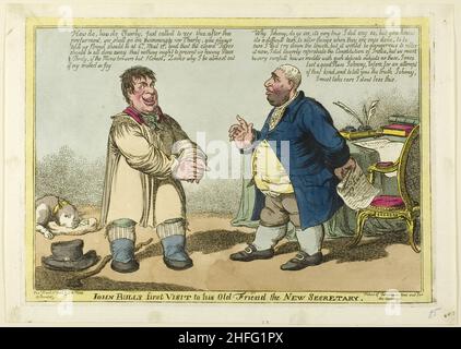 John Bulls erster Besuch bei seinem alten Freund, dem neuen Sekretär, veröffentlicht am 3. März 1806. Stockfoto