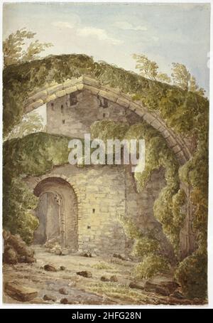 Innenraum von Conway Castle, 1845. Stockfoto