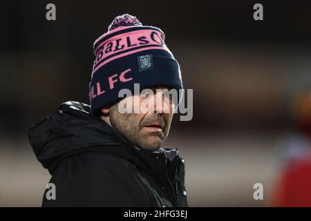 Bradford, Großbritannien. 16th Januar 2022. Brett Hodgson Head Coach des FC Hull während des Spiels in Bradford, Großbritannien am 1/16/2022. (Foto von James Heaton/News Images/Sipa USA) Quelle: SIPA USA/Alamy Live News Stockfoto