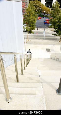 Hintere Treppe des Design Museums, Barcelona, Katalonien, Spanien, Europa Stockfoto