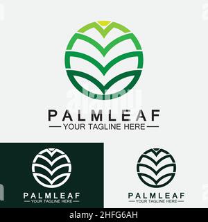 Design-Vorlage für Tropical Palm Leaf Logo-Vektor Stock Vektor