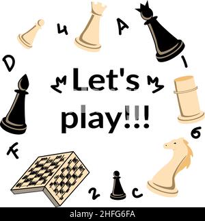 Handgezeichnetes Set aus Cartoon-Schachspiel, Schachfiguren. Doodle-Skizzenstil. Vektorgrafik. Stock Vektor