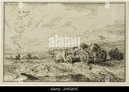 Landschaft mit Ox-gezogenem Wagen, 1846. Stockfoto