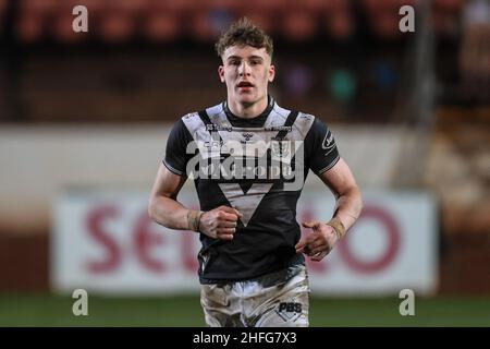 Bradford, Großbritannien. 16th Januar 2022. Charlie Severs of Hull City nach dem Spiel in Bradford, Vereinigtes Königreich am 1/16/2022. (Foto von James Heaton/News Images/Sipa USA) Quelle: SIPA USA/Alamy Live News Stockfoto