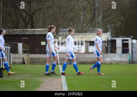 Preston, Großbritannien. 16th Januar 2022. Preston, England, Januar 16th 2 Blackburn Rovers treten vor dem FA Womens Championship-Spiel zwischen Blackburn Rovers und Bristol City im Sir Tom Finney Stadium in Preston, England, ins Spiel Paul Roots/SPP Credit: SPP Sport Press Foto. /Alamy Live News Stockfoto