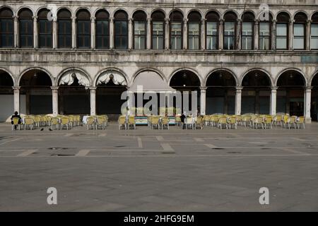 Ein Blick auf Venedig während der Aussperrung ganz Italiens, der zur Verlangsamung des Ausbruchs des Coronavirus verhängt wurde, in Venedig, Italien, 10. April 2020.(MVS) Stockfoto