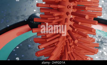 3D Illustration - geschwungene abstrakte Form mit sanften Farben auf schwarzem Hintergrund Stockfoto