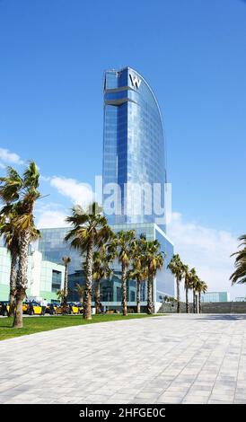 Fassade eines modernen Gebäudes in Barcelona, Katalonien, Spanien, Europa Stockfoto