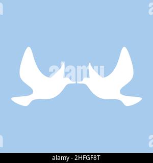 Fliegende Silhouette von kleinen küssenden Vögel Karte Stock Vektor