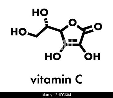 Vitamin C (Ascorbinsäure, ascorbat) Molekül. Skelettmuskulatur Formel. Stock Vektor