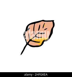 Herbstskizze gelbe Tuscheblätter. Handgezeichnete Farbe strukturiert Kraut isoliert auf weißem Hintergrund. Bild der Doodle-Pflanze. Natur, Gartenarbeit, Wald, Fallschild. Stock Vektor