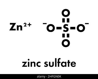 Zinksulfat, chemische Struktur. Skelettmuskulatur Formel. Stock Vektor