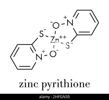 Zink-Pyrithion-Molekül. Skelettformel. Stock Vektor