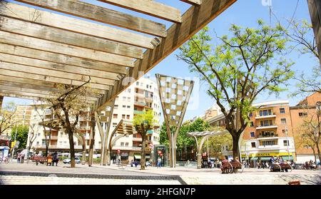 Dekorative Strukturen auf dem Virrey Amat Platz, Barcelona, Katalonien, Spanien, Europa Stockfoto