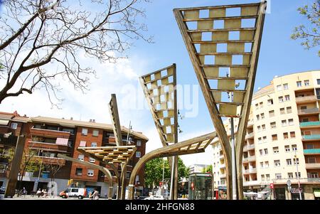 Dekorative Strukturen auf dem Virrey Amat Platz, Barcelona, Katalonien, Spanien, Europa Stockfoto