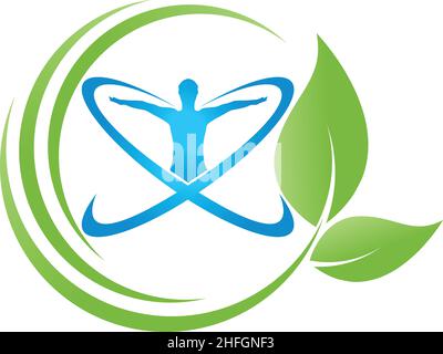 Blätter Pflanze Person Gärtner Naturopath Logo Hintergrund Stock Vektor