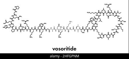 Vosoritide achondroplasie Droge Molekül. Skelettmuskulatur Formel. Stock Vektor