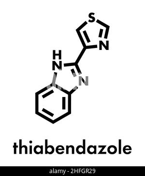 Thiabendazol (thiabendazol) Fungizide und anti-parasit Molekül. Als Konservierungsmittel und antihelmintic Droge verwendet. Skelettmuskulatur Formel. Stock Vektor