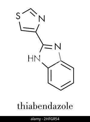 Thiabendazol (thiabendazol) Fungizide und anti-parasit Molekül. Als Konservierungsmittel und antihelmintic Droge verwendet. Skelettmuskulatur Formel. Stock Vektor