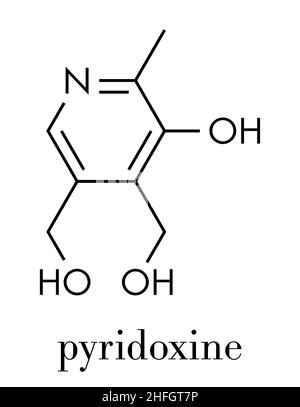 Vitamin-B6-Molekül (Pyridoxin). Skelettformel. Stock Vektor