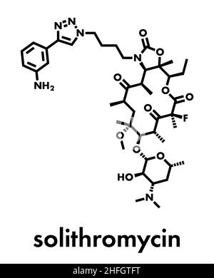 Solithromycin Antibiotikum Medikament Molekül. Skelettmuskulatur Formel. Stock Vektor