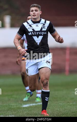 Bradford, Großbritannien. 16th Januar 2022. Cameron Scott (24) von Hull FC während des Spiels in Bradford, Vereinigtes Königreich am 1/16/2022. (Foto von James Heaton/News Images/Sipa USA) Quelle: SIPA USA/Alamy Live News Stockfoto