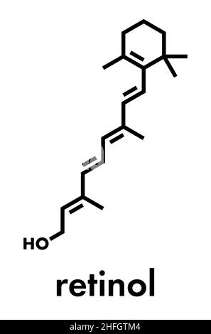 Retinol (Vitamin A)-Molekül. Skelettformel. Stock Vektor