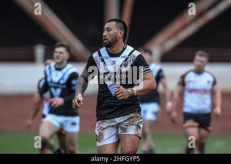 Bradford, Großbritannien. 16th Januar 2022. LIGI Sao (8) von Hull FC während des Spiels in Bradford, Vereinigtes Königreich am 1/16/2022. (Foto von James Heaton/News Images/Sipa USA) Quelle: SIPA USA/Alamy Live News Stockfoto