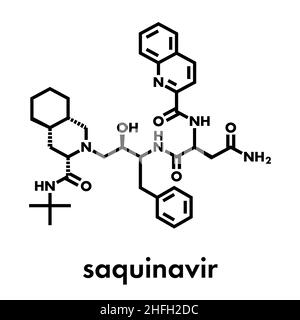 Saquinavir HIV-Medikamentenmolekül. Skelettformel. Stock Vektor