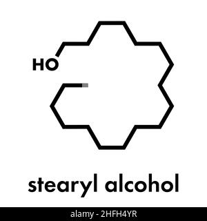 Stearylalkohol Molekül. Bestandteil von cetostearylalkohol (cetearyl Alkohol, cetylstearylalkohol). Skelettmuskulatur Formel. Stock Vektor