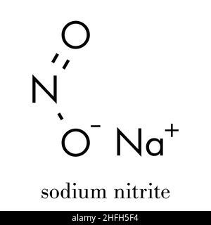 Natriumnitrit, chemische Struktur. Wird bei der Aushärtung von Fleisch verwendet. Skelettformel. Stock Vektor