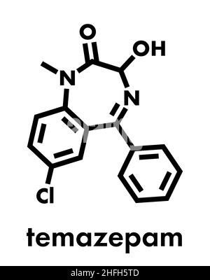Arzneimittelmolekül Temazepam. Es ist Benzodiazepin, angewendet zur