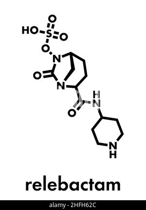 Relebactam Droge Molekül. Beta-Lactamase-Inhibitor, mit Beta-lactam Antibiotika angewendetem ist. Skelettmuskulatur Formel. Stock Vektor