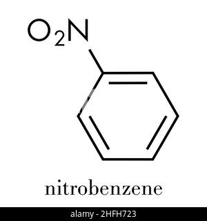 Nitrobenzol Lösungsmittel Molekül. Skelettmuskulatur Formel. Stock Vektor