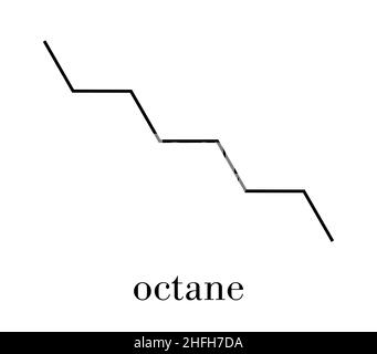 Octane Kohlenwasserstoff Molekül. Komponente von Benzin (Benzin). Skelettmuskulatur Formel. Stock Vektor