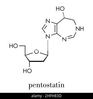 Pentostatin-Krebsmolekül. Skelettformel. Stock Vektor