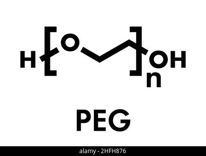 Polyethylenglykol (PEG), chemische Struktur. Formen der PEG sind als Abführmittel, Hilfsstoffe usw. Skelett Formel verwendet wird. Stock Vektor