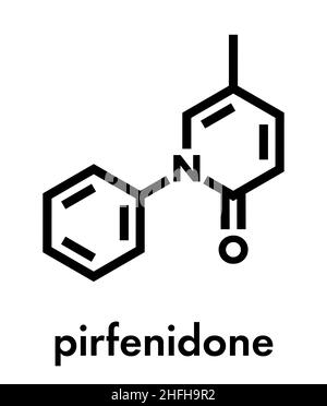 Pirfenidone idiopathische Lungenfibrose (IPF) Droge Molekül. IPF ist eine seltene Lungenerkrankung. Skelettmuskulatur Formel. Stock Vektor