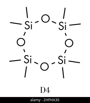 Octamethylcyclotetrasiloxane (D4 Silikon) Molekül. Skelettformel. Stock Vektor