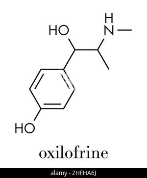 (Oxilofrine methylsynephrine, oxyephrine) Stimulans, chemische Struktur. Skelettmuskulatur Formel. Stock Vektor