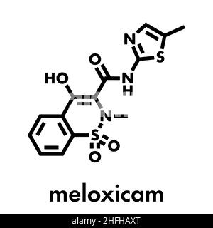 Meloxicam NSAID-Medikamentenmolekül. Skelettformel. Stock Vektor