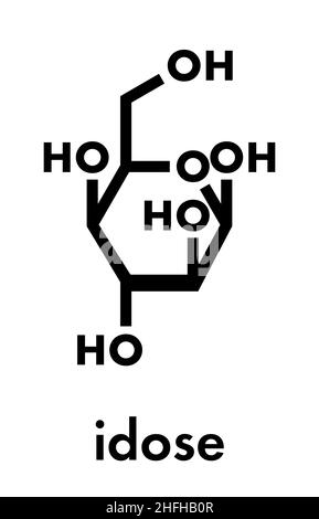 Idose Molekül (beta-D-idopyranose Form). Skelettmuskulatur Formel. Stock Vektor