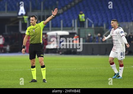 Rom, Italien. 16th Januar 2022. Schiedsrichter Lorenzo Maggioni am 22th. Tag der Serie A Meisterschaft zwischen A.S. Roma und Cagliari Calcio am 16th. Januar 2022 im Stadio Olimpico in Rom, Italien. Kredit: Unabhängige Fotoagentur/Alamy Live Nachrichten Stockfoto