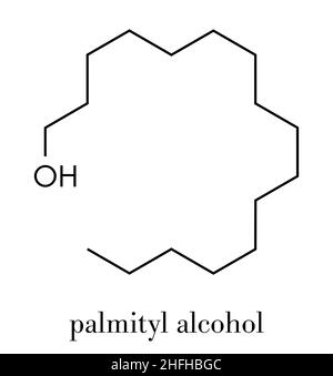 Cetyl (oder palmityl) Alkohol Molekül. Bestandteil von cetostearylalkohol (cetearyl Alkohol, cetylstearylalkohol). Skelettmuskulatur Formel. Stock Vektor