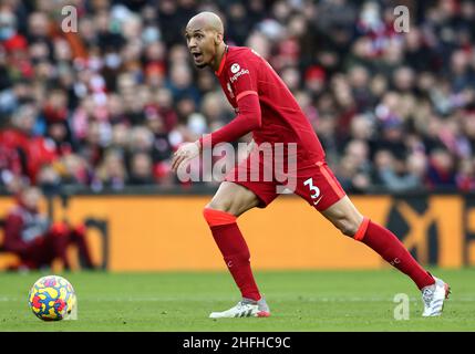 Liverpool, England, 16th. Januar 2022. Fabintha von Liverpool während des Spiels der Premier League in Anfield, Liverpool. Bildnachweis sollte lauten: Darren Staples / Sportimage Credit: Sportimage/Alamy Live News Stockfoto