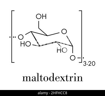 Maltodextrin Lebensmittelzusatzstoff Molekül. Skelettformel. Stock Vektor