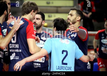 PalaMazzola, Taranto, Italien, 16. Januar 2022, Prisma Taranto Jubel. Während Prisma Taranto gegen NBV Verona - Volleyball Italienische Serie A Männer Superliga Meisterschaft Stockfoto