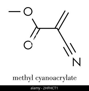 Methylcyanacrylat-Molekül, der Hauptbestandteil von Cyanacrylat-Klebstoffen (Instant-Kleber). Skelettformel. Stock Vektor