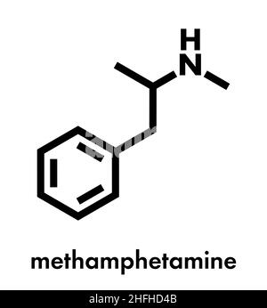 Methamphetamin (Crystal Meth, methamfetamine) Stimulans Molekül. Skelettmuskulatur Formel. Stock Vektor