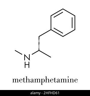 Methamphetamin (Crystal Meth, methamfetamine) Stimulans Molekül. Skelettmuskulatur Formel. Stock Vektor